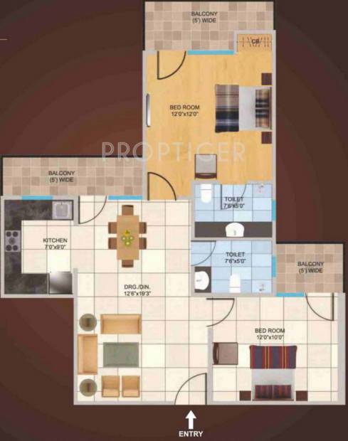 Panchsheel Wellington (2BHK+2T (1,050 sq ft) 1050 sq ft)