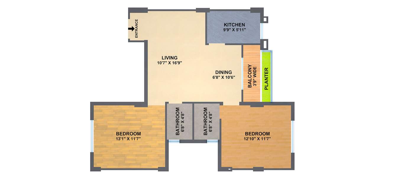 Sugam Sudhir (2BHK+2T (1,069 sq ft) 1069 sq ft)