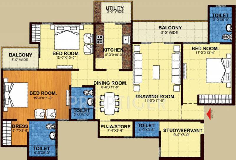 Trident Embassy (3BHK+3T (1,785 sq ft)   Study Room 1785 sq ft)