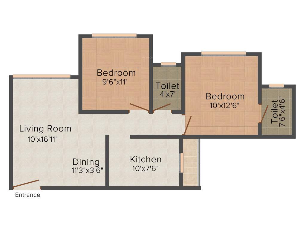 Sagar Heights (2BHK+2T (1,003 sq ft) 1003 sq ft)