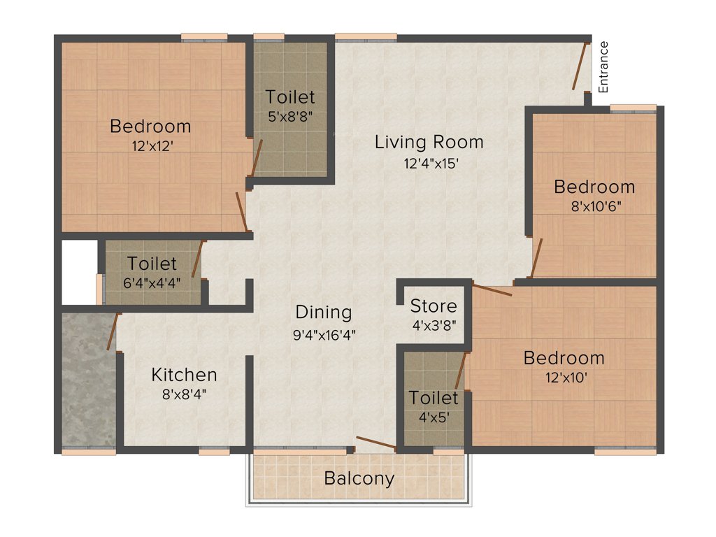 Pruthvi Royal (3BHK+2T (1,483 sq ft) 1483 sq ft)