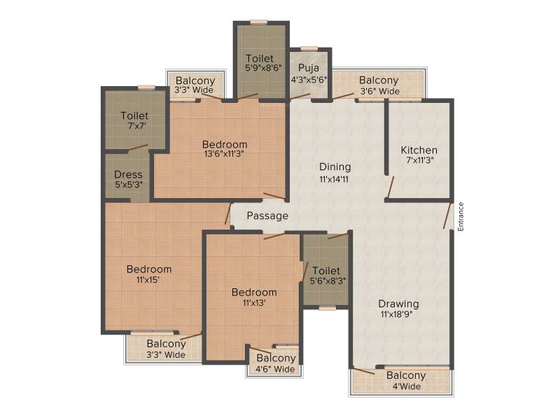 Sadashiv Alphine Residency (3BHK+3T (1,700 sq ft) + Study Room 1700 sq ft)