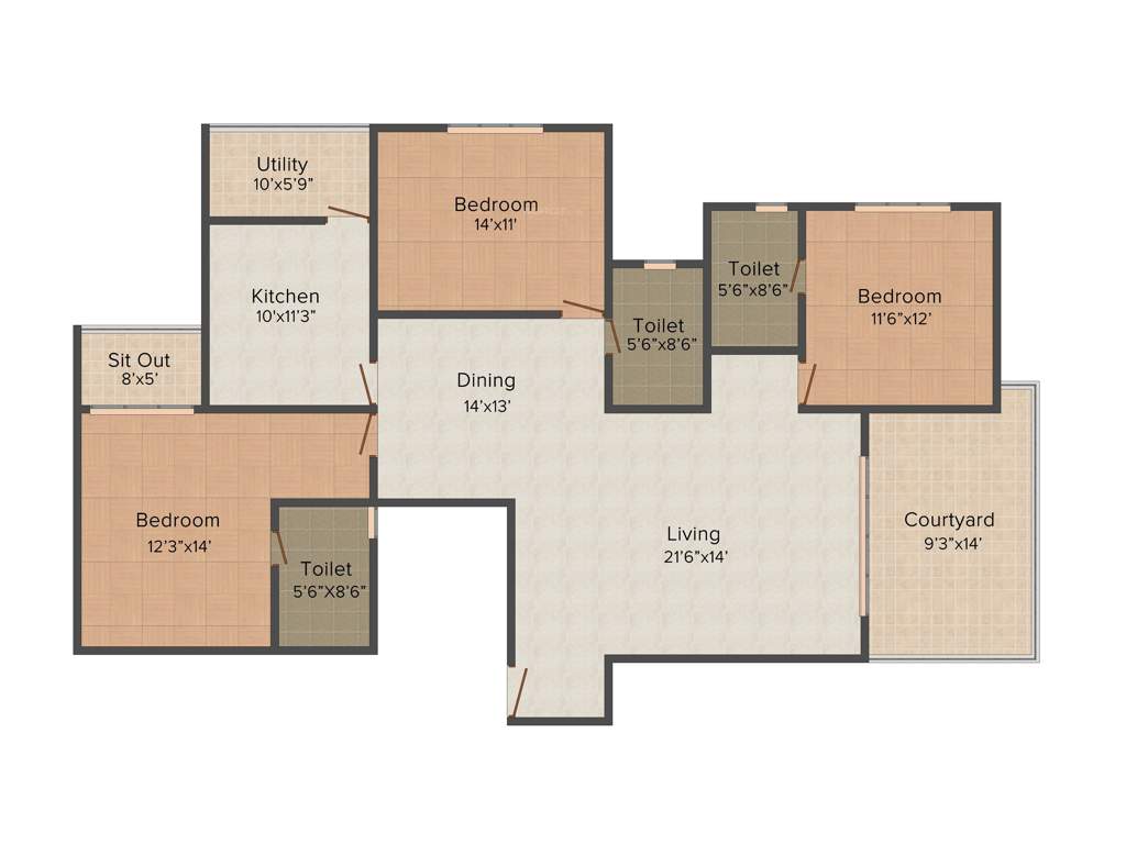 Atlantis Liberty Square (3BHK+3T (1,832 sq ft) 1832 sq ft)