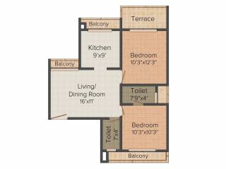 Keystone Keystone Arista (2BHK+2T (987 sq ft) 987 sq ft)