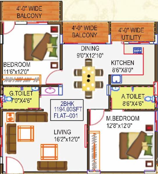 Srivari Brundhavan (2BHK+2T (1,194 sq ft) 1194 sq ft)