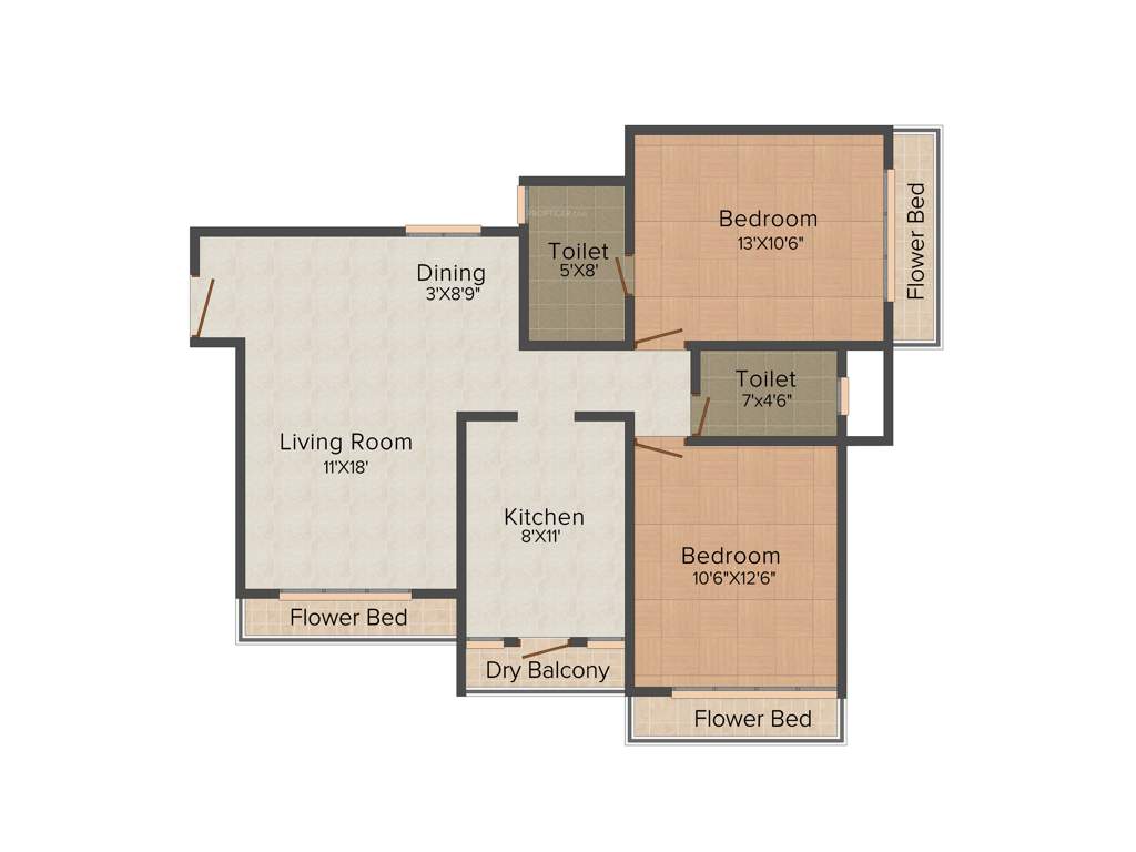 DCPL Vishwadeep Heights (2BHK+2T (1,120 sq ft) 1120 sq ft)