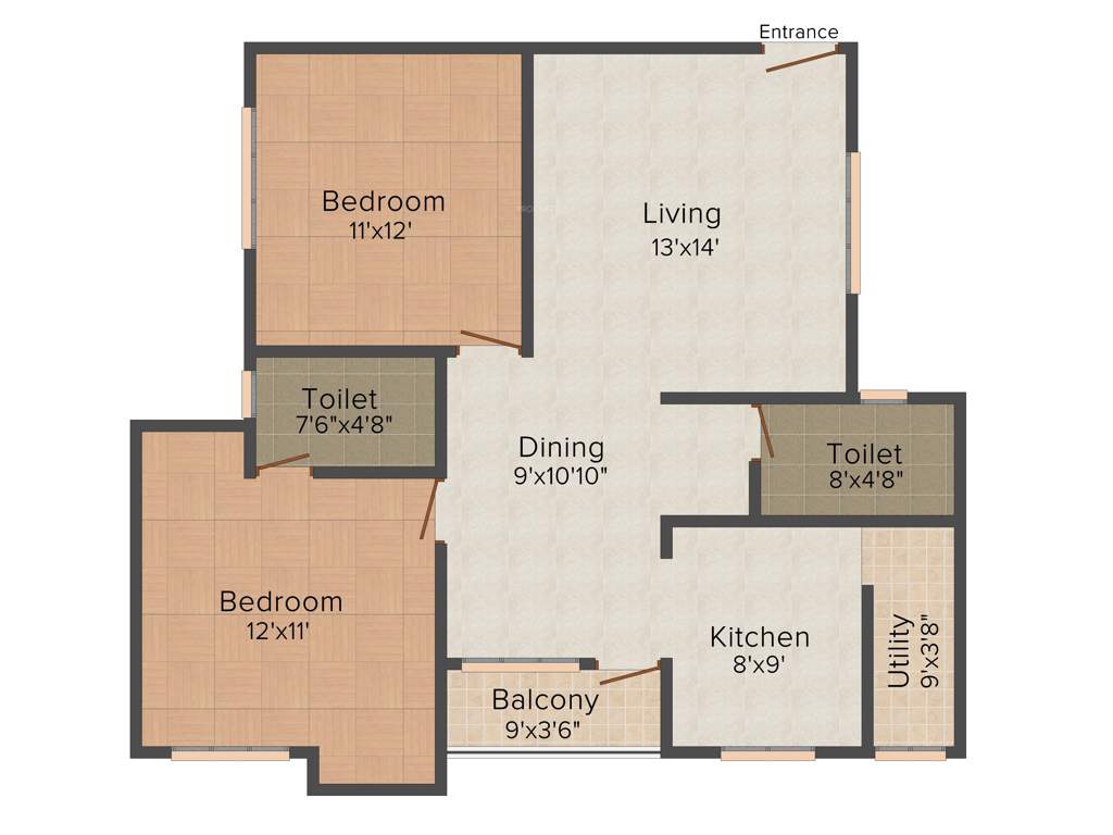 AR SM Signature (2BHK+2T (1,092 sq ft) 1092 sq ft)