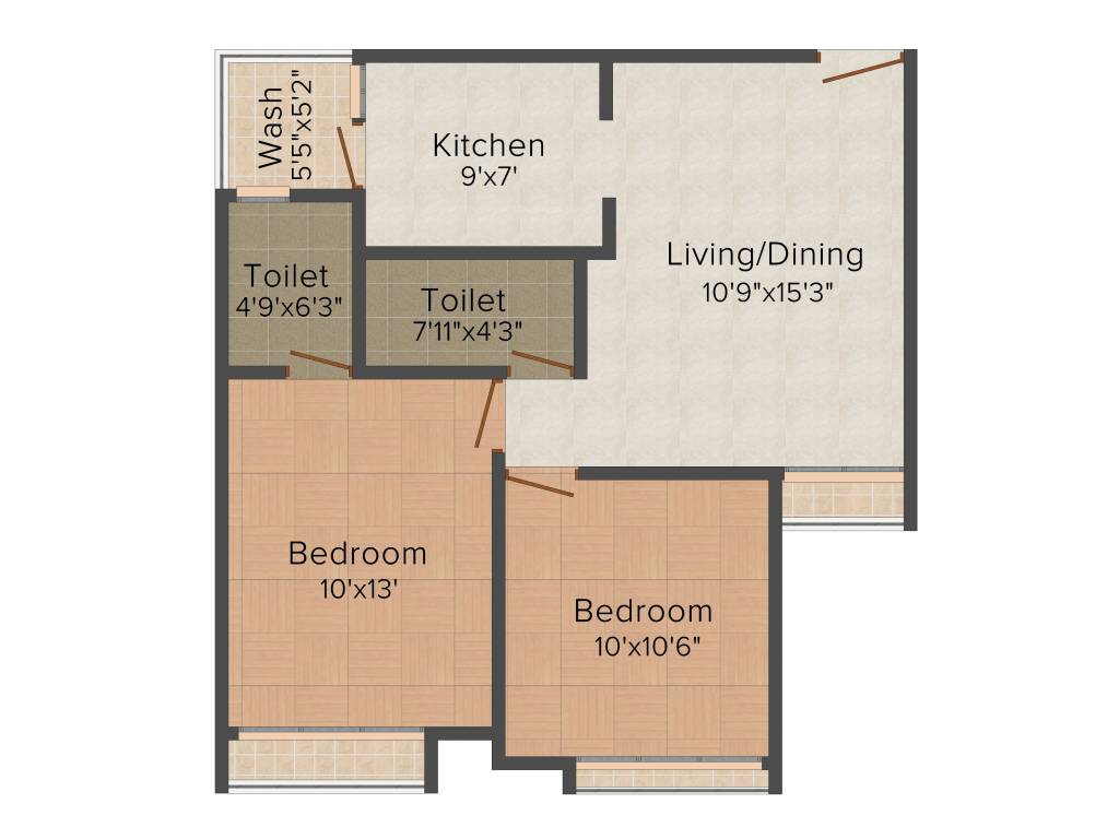 Sun Optima (2BHK+2T (1,035 sq ft) 1035 sq ft)