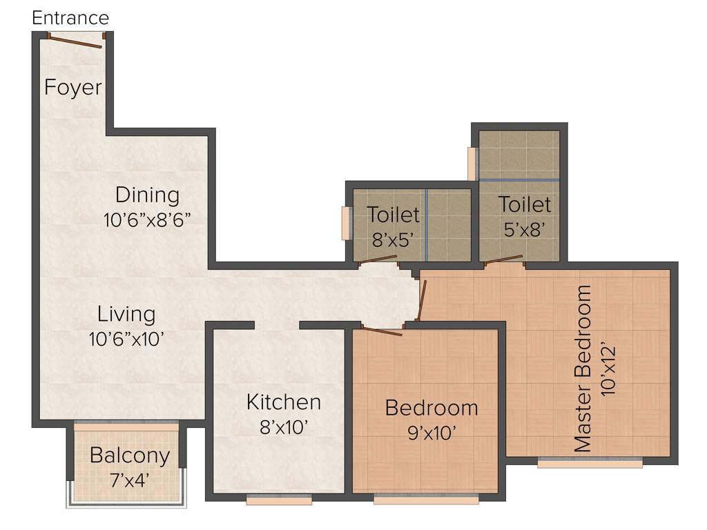 Hiranandani Tiana (2BHK+2T (683 sq ft) 683 sq ft)