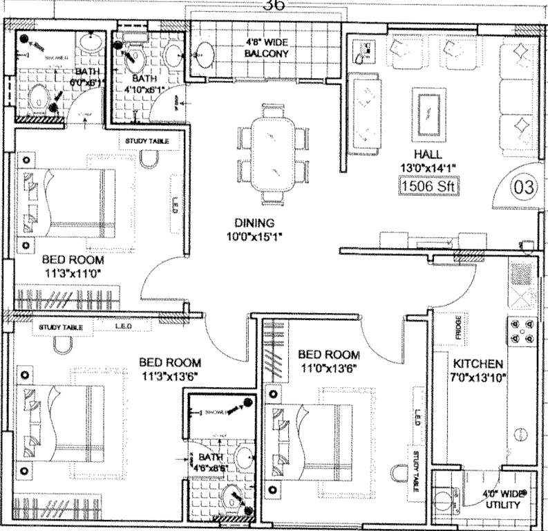 Shanta Chalet Meadows (3BHK+3T (1,506 sq ft) 1506 sq ft)