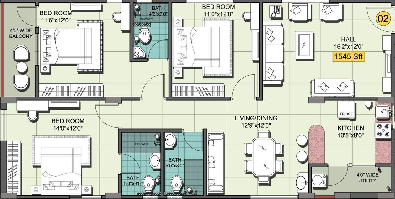 Shanta Chalet Meadows (3BHK+3T (1,545 sq ft) 1545 sq ft)