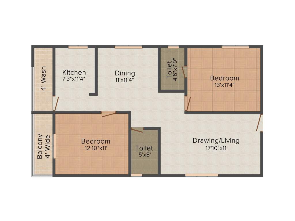 Vaishnavi Estate Fresh Living Apartments 2BHK+2T (1,093 sq ft)