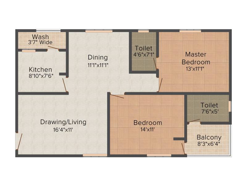 Vaishnavi Estate Fresh Living Apartments 2BHK+2T (1,156 sq ft)