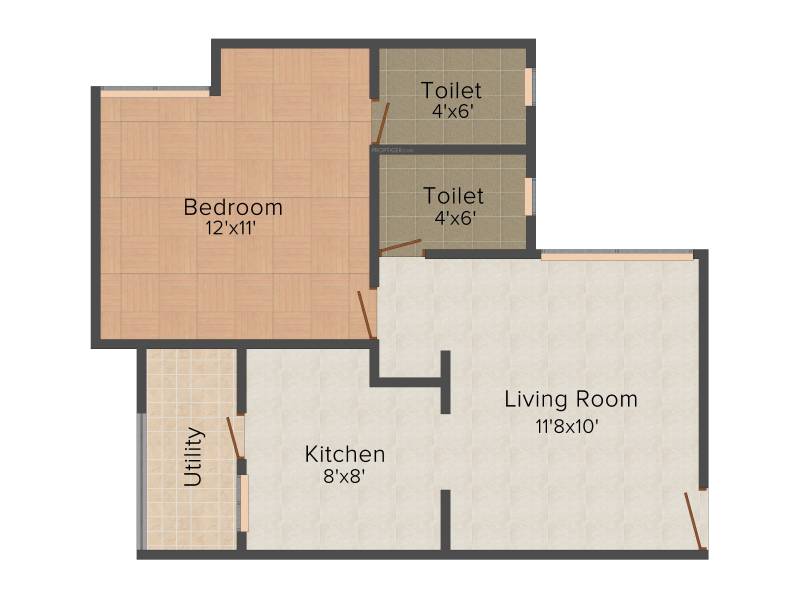 Aagam 99 Residency (1BHK+2T (720 sq ft) 720 sq ft)