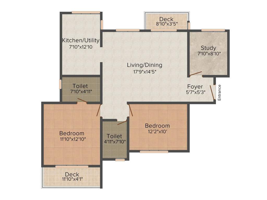 MJR Clique Hydra (2BHK+2T (1,300 sq ft) Study Room 1300 sq ft)