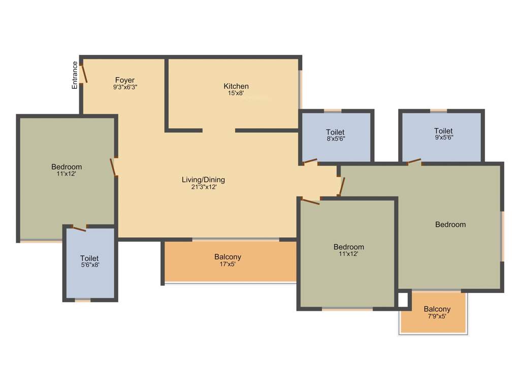 Prestige Lakeside Habitat (3BHK+3T (1,655 sq ft) 1655 sq ft)