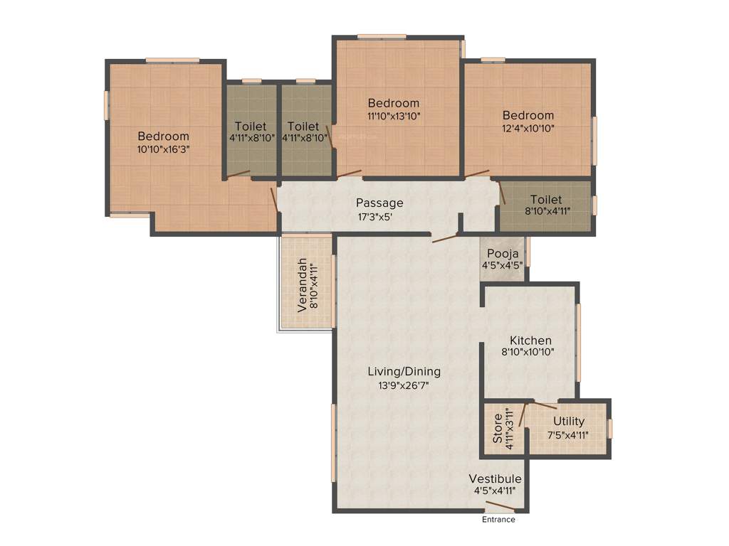 Gala Gardenia (3BHK+3T (2,040 sq ft) 2040 sq ft)