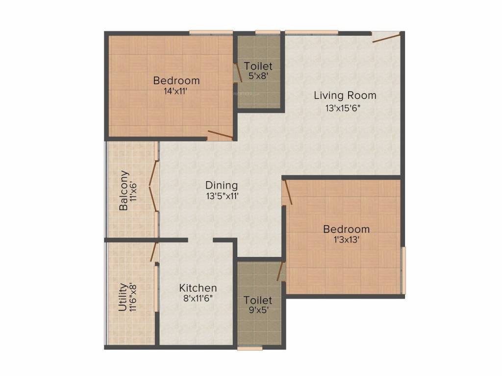 Laa Moon Stone (2BHK+2T (1,325 sq ft) 1325 sq ft)