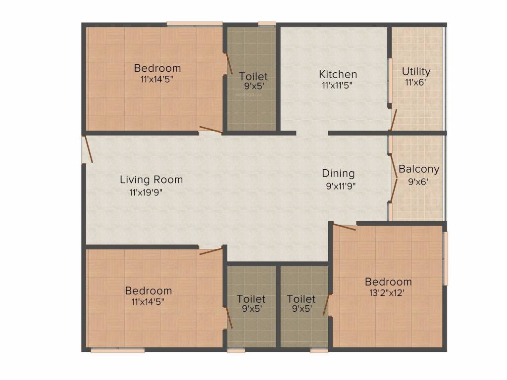 Laa Moon Stone (3BHK+3T (1,600 sq ft) 1600 sq ft)