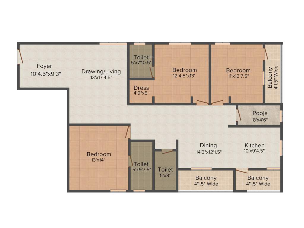 Vaishnavi Estate Fresh Living Apartments 3BHK+3T (2,059 sq ft)