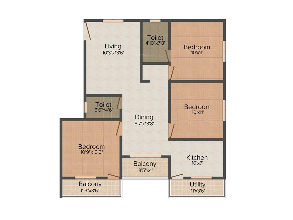 Celebrity Square (3BHK+2T (1,112 sq ft) 1112 sq ft)