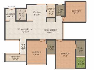 Gala Swing (3BHK+3T (1,860 sq ft)   Pooja Room 1860 sq ft)