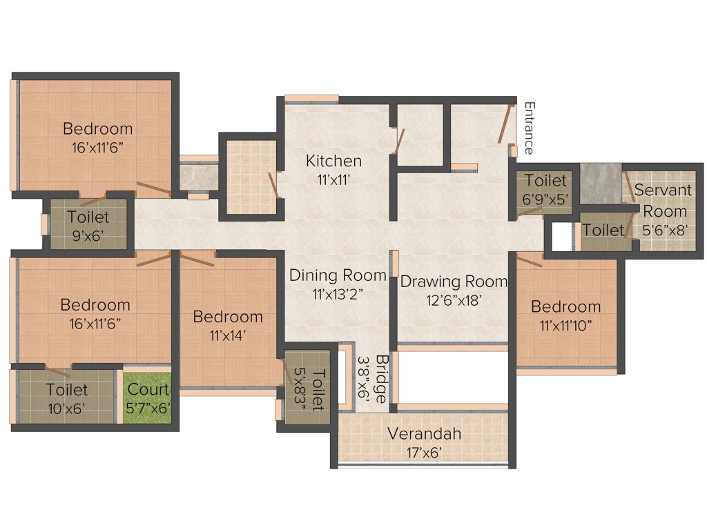 Gala Swing (4BHK+5T (2,800 sq ft)   Servant Room 2800 sq ft)