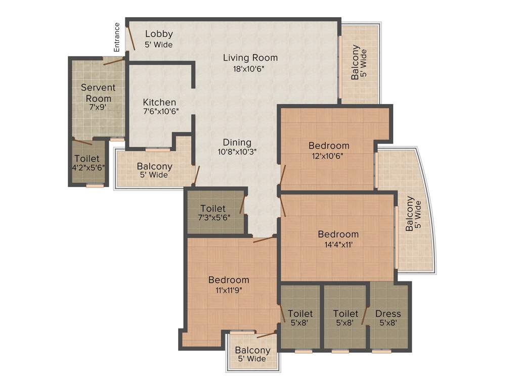 Strategic Royal Court (3BHK+3T (1,855 sq ft) + Servant Room 1855 sq ft)