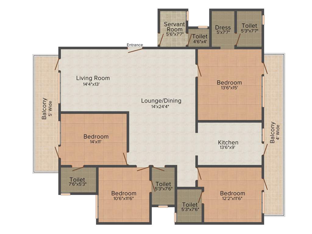 Omaxe Cassia (4BHK+4T (2,200 sq ft)   Servant Room 2200 sq ft)