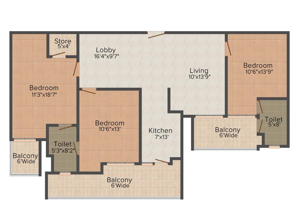 Piyush Horizon (3BHK+2T (1,603 sq ft) 1603 sq ft)