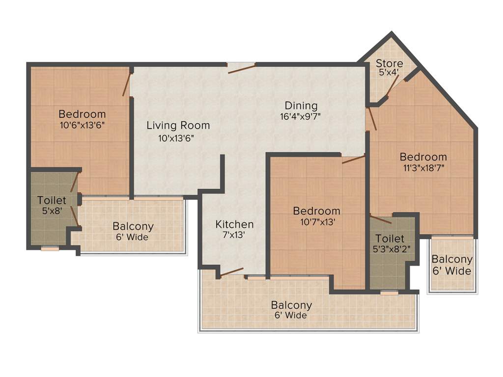 Piyush Horizon (3BHK+2T (1,604 sq ft) 1604 sq ft)
