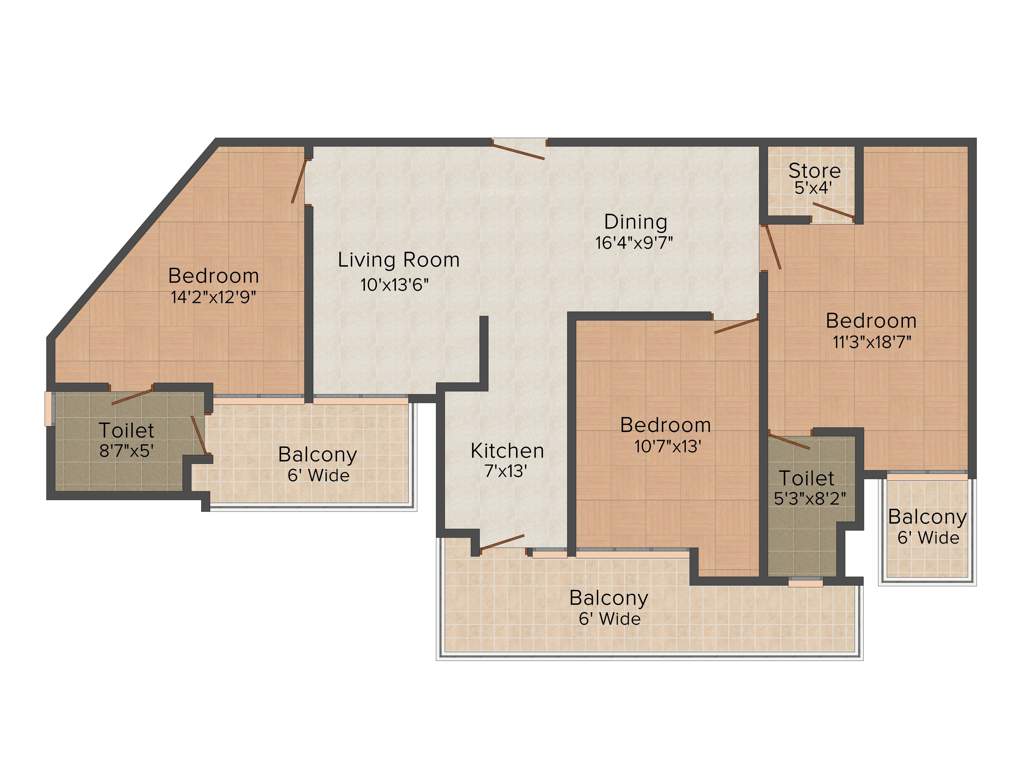 Piyush Horizon (3BHK+2T (1,647 sq ft) 1647 sq ft)