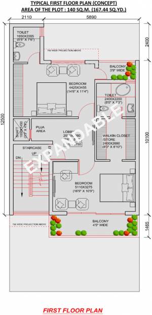 Jaypee Villa Expanza Green Crest Homes (4BHK+4T (1,506 sq ft)   Study Room 1506 sq ft)