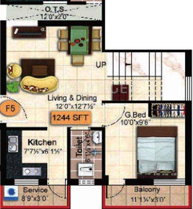 StepsStone Krishu (3BHK+2T (1,244 sq ft) 1244 sq ft)