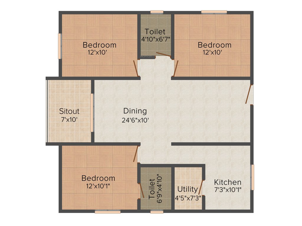 Modi Vista Homes (3BHK+2T (1,220 sq ft) 1220 sq ft)