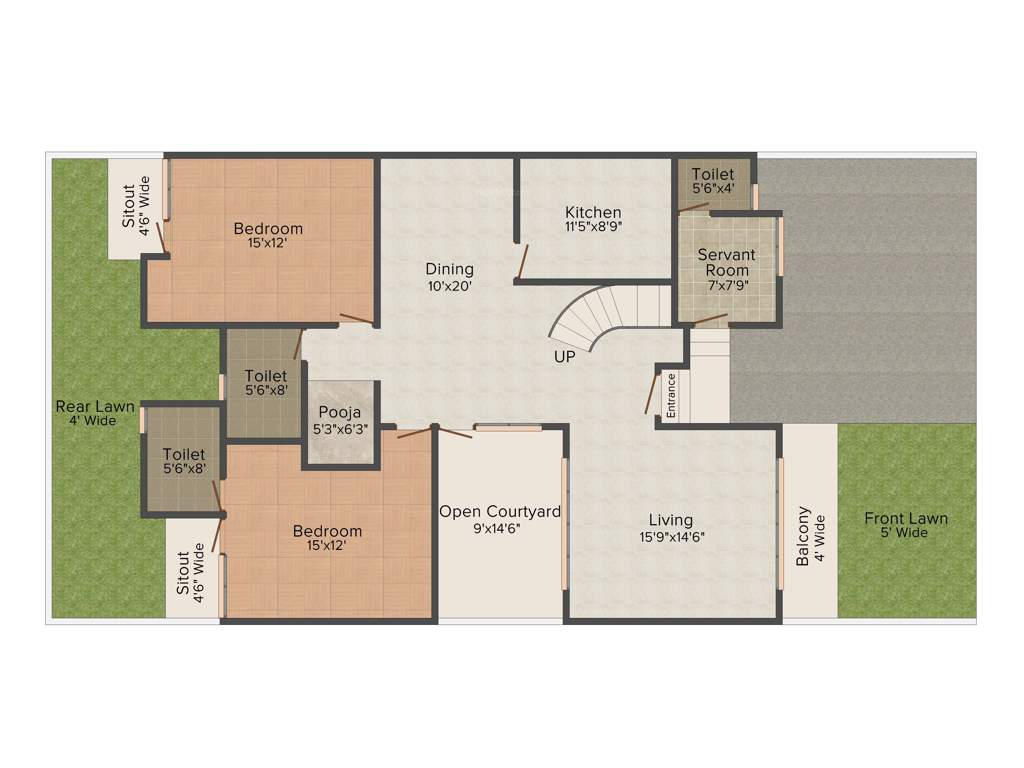 Ansal Charmwood Villas (4BHK+4T (2,815 sq ft)   Servant Room 2815 sq ft)