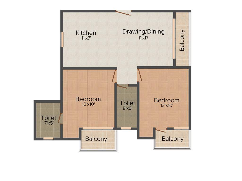 Aries Aries Green Homes (2BHK+2T (975 sq ft) 975 sq ft)