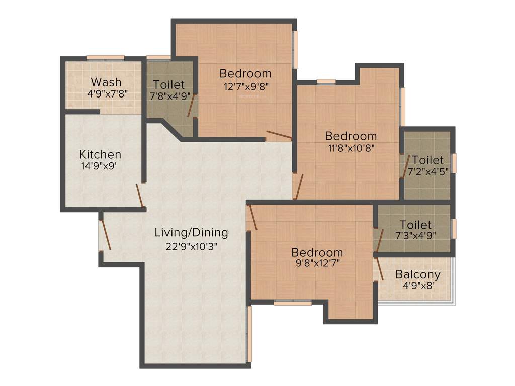 Infra Infra Prosper (3BHK+3T (1,355 sq ft) + Pooja Room 1355 sq ft)