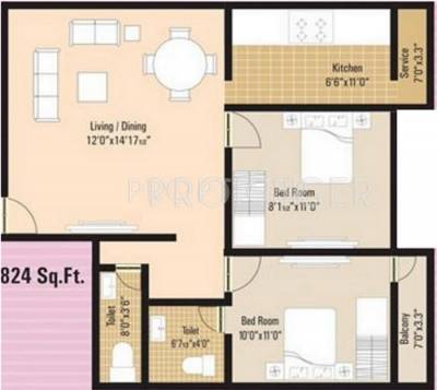 Future Pineville (2BHK+2T (824 sq ft) 824 sq ft)