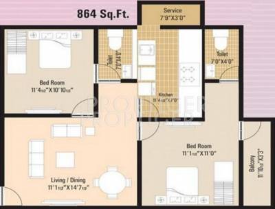 Future Pineville (2BHK+2T (864 sq ft) 864 sq ft)