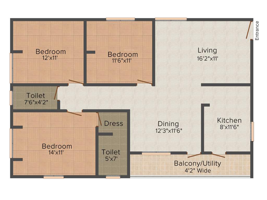 Satya Kalyans Patra Technopolis (3BHK+2T (1,410 sq ft) 1410 sq ft)