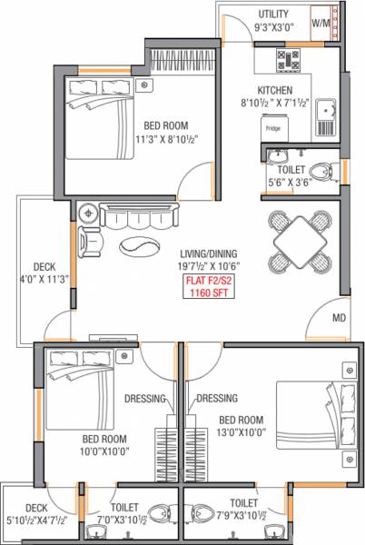 Oyester Delights (3BHK+3T (1,160 sq ft) 1160 sq ft)