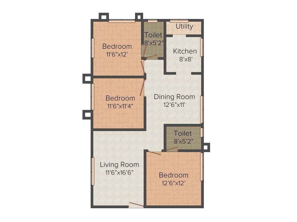 Shakthi Shakthi Fairmont (3BHK+2T (1,325 sq ft) 1325 sq ft)