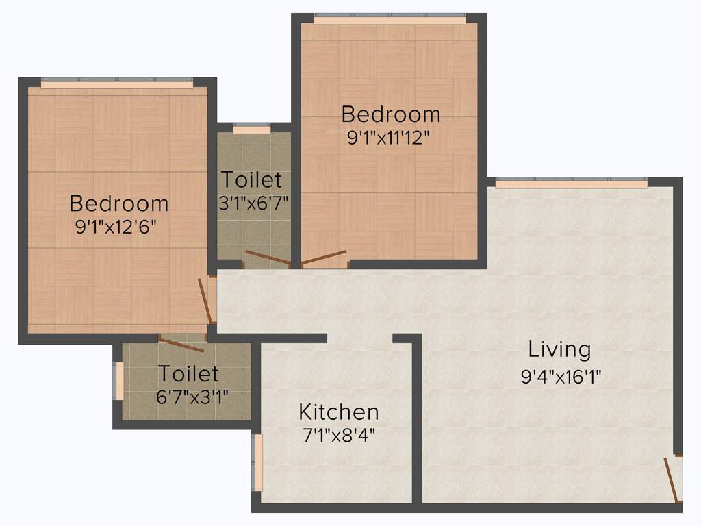 Vaastu Landmark Riverside (2BHK+2T (875 sq ft) 875 sq ft)
