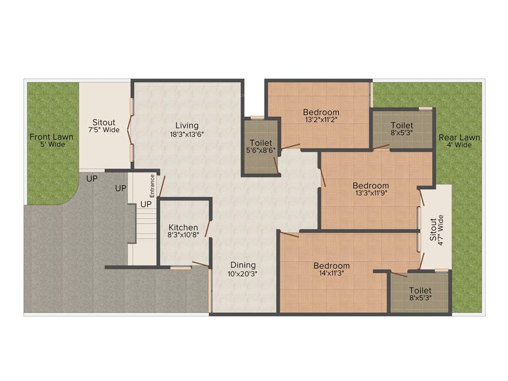 Ansal Redwood Villa (3BHK+3T (1,890 sq ft) 1890 sq ft)