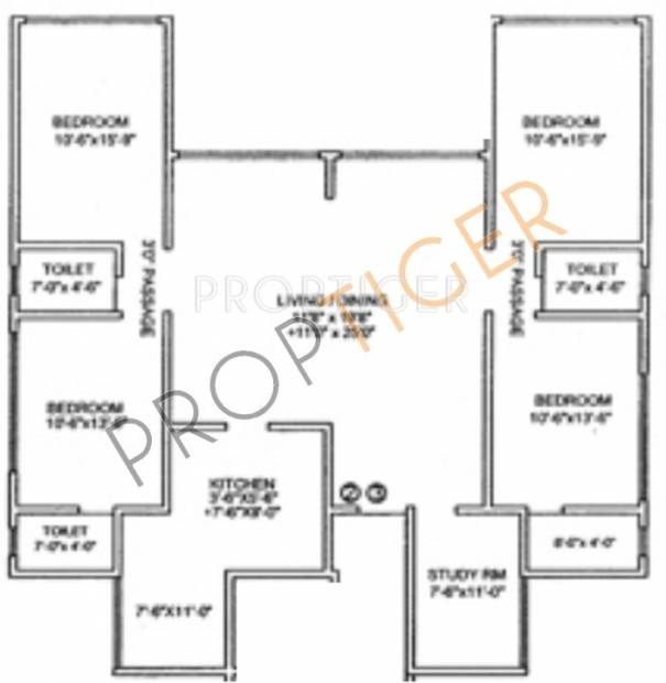 Rizvi Breezy Heights Floor Plan (4BHK+4T)