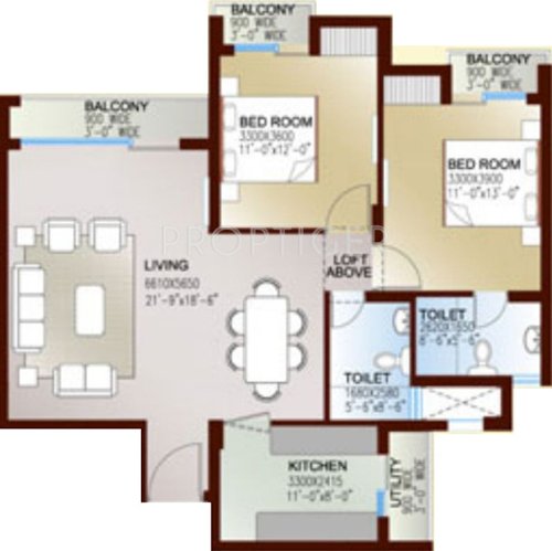 Shri Infratech Celebrity Greens Floor Plan (2BHK+2T (1,325 sq ft) 1325 sq ft)