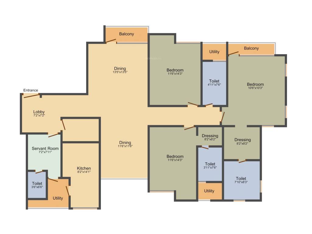 Unitech UGCC Amber (3BHK+4T (2,372 sq ft) + Servant Room 2372 sq ft) Unitech UGCC Amber (3BHK+4T (2,372 sq ft) + Servant Room 2372 sq ft)