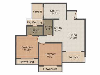 Shree Avenue 1 (2BHK+2T (1,040 sq ft) 1040 sq ft)