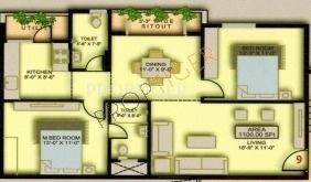  Indra Prastha (2BHK+2T (1,100 sq ft) 1100 sq ft)